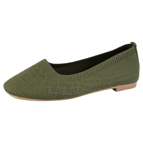 Xbemkste Ballerinas Damen, zum Reinschlüpfen, Bequeme Ballerinas, süße Ballettschuhe tragbar, Leichte Atmungsaktive niedriger Elegante Damen Schuhe Sommerschuhe (Green, 40.5) von Xbemkste
