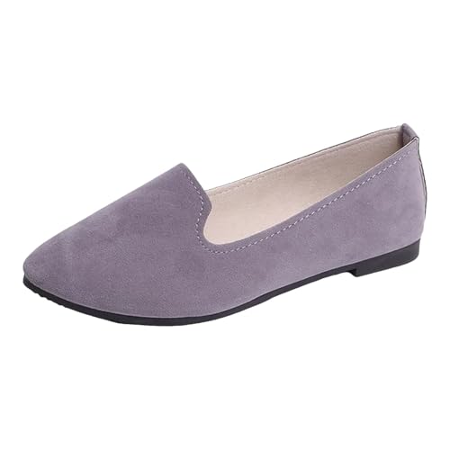 Xbemkste Ballerinas Damen elegant Sommerschuhe bequem Einfarbig Mehrfarbig Große Größe Flache Freizeitschuhe (Grey, 40.5) von Xbemkste
