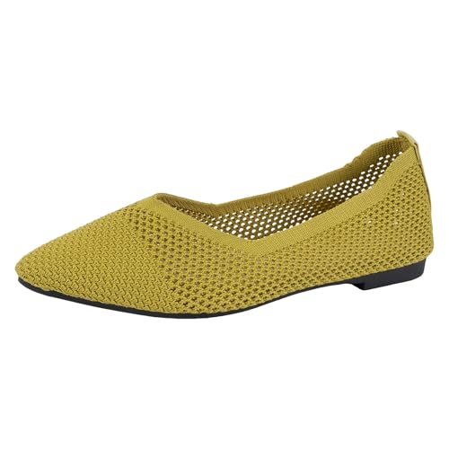 Xbemkste Ballerinas Damen elegant zum Reinschlüpfen, Bequeme Ballerinas, süße Ballettschuhe tragbar, niedriger Keilabsatz Damen leichte Sommerschuhe (Green, 38.5) von Xbemkste