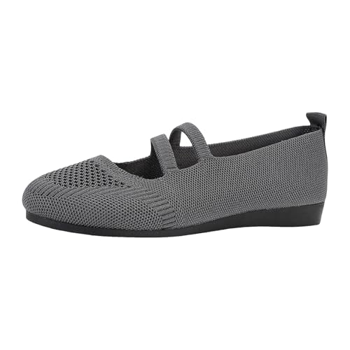 Xbemkste Ballerinas Damen elegant zum Reinschlüpfen, Bequeme Ballerinas, süße Ballettschuhe tragbar, niedriger Keilabsatz Elegante Schuhe Damen flach (Dark Gray, 41) von Xbemkste