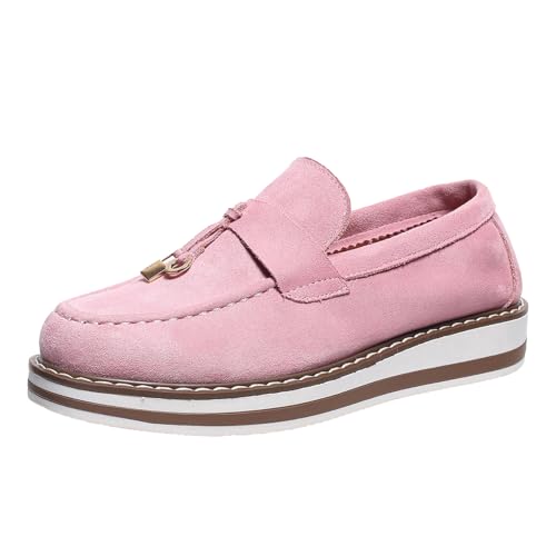 Xbemkste Chunky Loafer Damen Klassische Mokassins Slipper Slip On Schuhe Schicke Schlupfschuhe Bequeme Walkingschuhe Freizeitschuhe Elegant Business-Schuhe für Arbeiten,Alltag (38.5) von Xbemkste