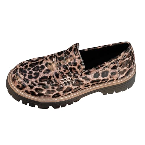 Xbemkste Chunky Loafer Damen Slipper Leder Elegant Mokassins Slip On Schuhe Bequeme Schlupfschuhe Walkingschuhe Büro Freizeitschuhe Business Schuhe Damen Halbschuhe (40.5) von Xbemkste