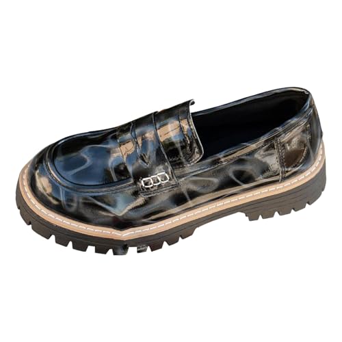 Xbemkste Chunky Loafer Damen Slipper Leder Elegant Mokassins Slip On Schuhe Bequeme Schlupfschuhe Walkingschuhe Büro Freizeitschuhe Business Schuhe Damen Halbschuhe (Grey, 41) von Xbemkste