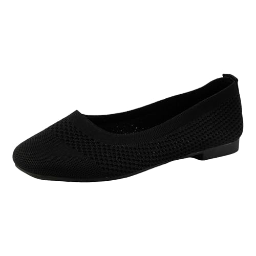 Xbemkste Damen Ballerinas Klassische Flache Schuhe Strick Kleid Schuhe Elegante Bequeme Ballettschuhe Weich Slip On Freizeitschuhe Schlupfschuhe Leichte Damenschuhe (37.5) von Xbemkste