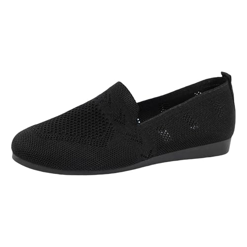 Xbemkste Damen Ballerinas Runde Zehe Atmungsaktive Strickstoff Balerinaschuhe Freizeitschuhe Bequeme Slip-On Walkingschuhe Leichte Sommerschuhe Trachtenschuhe für Büro,Alltag (40) von Xbemkste