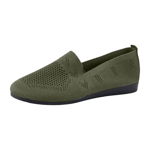 Xbemkste Damen Ballerinas Runde Zehe Atmungsaktive Strickstoff Balerinaschuhe Freizeitschuhe Bequeme Slip-On Walkingschuhe Leichte Sommerschuhe Trachtenschuhe für Büro,Alltag (40) von Xbemkste