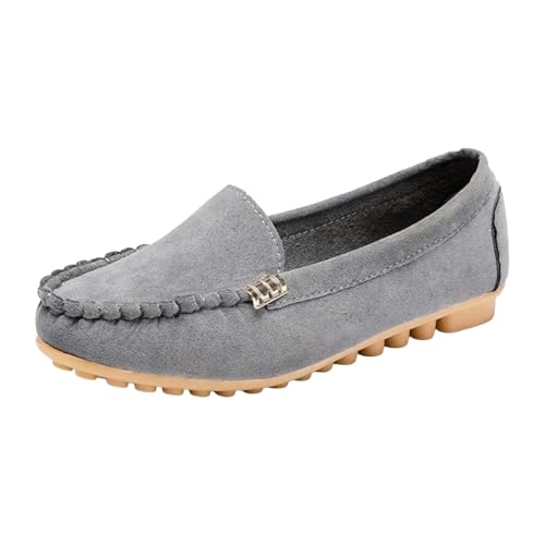 Xbemkste Damen Ballerinas Slipper Outdoor Autofahrerschuhe Zehenschuhe Flache Slipper breite Schuhe Damen (Grey, 39) von Xbemkste