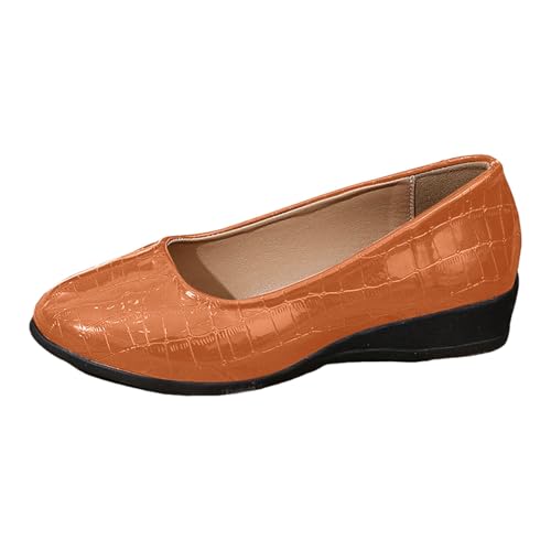Xbemkste Damen Ballerinas mit spitzem Zehenbereich Klassische Flache Ballettschuhe Bequem Lederoptik Leicht & reisefreundlich Sommerschuhe für Alltag (Brown, 39) von Xbemkste