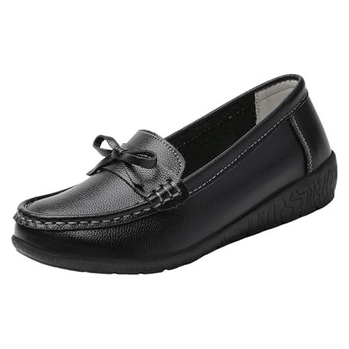 Xbemkste Damen Flach Loafer Bequeme Slip On Mokassins Slippers Elegant Arbeit Schuhe Freizeitschuhe Schlupfschuhe Lässige Schuhe Leichte Bootsschuhe (37.5) von Xbemkste