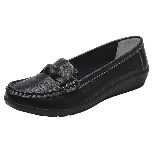 Xbemkste Damen Flach Loafer Slip On Mokassins Slippers Elegant Arbeit Schuhe Bequeme Freizeitschuhe Schlupfschuhe Lässige Schuhe Leichte Bootsschuhe (40.5) von Xbemkste