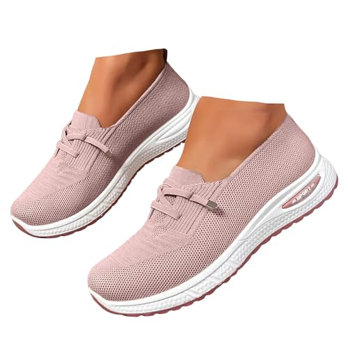 Xbemkste Damen Freizeitschuhe Leichte Atmungsaktive Sommerschuhe Slip On Sneaker Bequeme Flache Schuhe Lässige Schlupfschuhe Damen Slipper Bootsschuhe (38.5) von Xbemkste