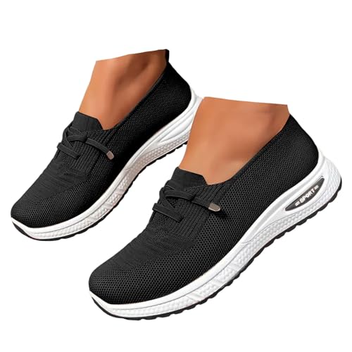 Xbemkste Damen Freizeitschuhe Leichte Atmungsaktive Sommerschuhe Slip On Sneaker Bequeme Flache Schuhe Lässige Schlupfschuhe Damen Slipper Bootsschuhe (41) von Xbemkste