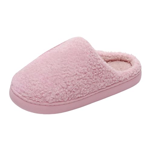 Xbemkste Damen Hausschuhe Warme Weiche Pantoffeln Kuschelig Plüsch Slipper Offene Fersen Fuzzy Pelz Filzpantoffeln Leicht Schlappen Cute Winter Wohnschuhe Gästehausschuhe (37.5) von Xbemkste