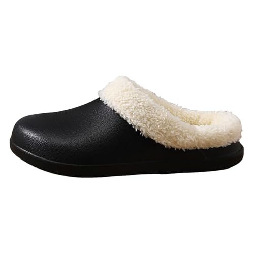Xbemkste Damen Hausschuhe Winter Warme Clogs Gefüttert Plüsch Pantoffeln Leichte Wasserdticht Gartenschuhe Weiche Bequeme Winterschuhe Slide Slippers für Drinnen Draußen (37.5) von Xbemkste