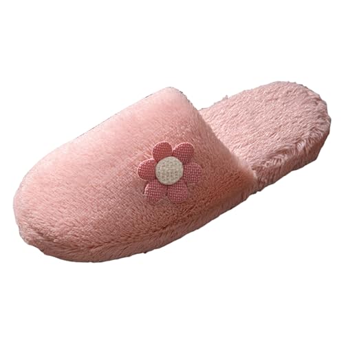Xbemkste Damen-Hausschuhe aus Baumwolle Winter Warme Plüsch Pantoffeln Kuschelig Weiches Wohnschuhe Offene Fersen Hausslippers Niedliche Plüschschuhe für den Innenbereich (39) von Xbemkste