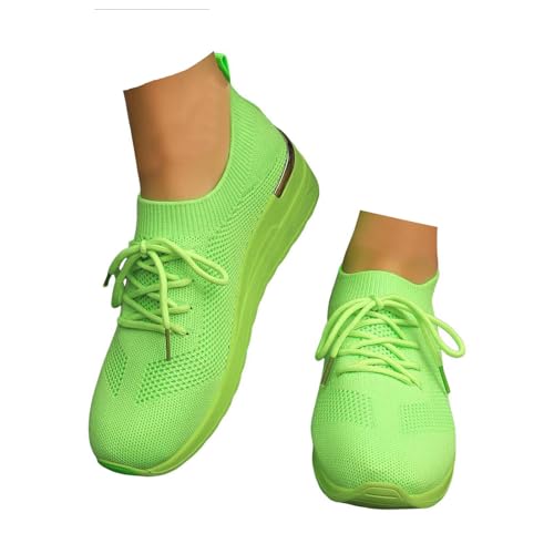 Xbemkste Damen Laufschuhe Atmungsaktive Mesh Outdoor Fitness Schuhe Turnschuhe Leichte Sneakers Bequeme Sportschuhe Slip On Freizeitschuhe rutschfeste Walkingschuhe (Light Green, 39) von Xbemkste