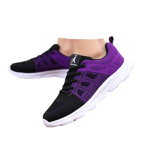 Xbemkste Damen Laufschuhe Atmungsaktive Mesh Sportschuhe Outdoor Fitness Schuhe Bequeme Sneakers Leichtgewichts Freizeitschuhe Walkingschuhe Joggingschuhe (Purple, 37) von Xbemkste