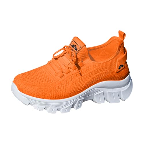 Xbemkste Damen Laufschuhe Leichte Atmungsaktive Sportschuhe Turnschuhe Sneaker Freizeit Walkingschuhe Bequeme Straßenlaufschuhe Outdoor Fitness Schuhe Joggingschuhe (Orange, 43) von Xbemkste