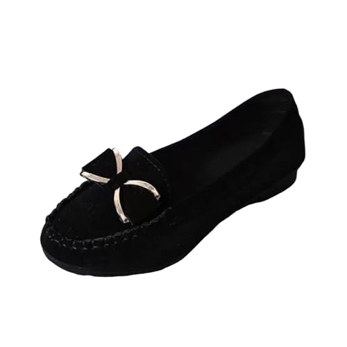 Xbemkste Damen Loafer Flach Schuhe mit Schleifenbesatz Slip-On Freizeitschuhe Bequeme Mokassins Slippers Leichte Schlupfschuhe Walkingschuhe Elegant Arbeitschuhe (40.5) von Xbemkste