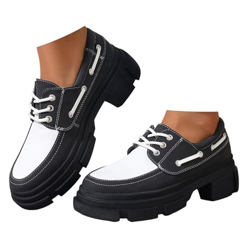 Xbemkste Damen Loafer mit Absatz Elegant Freizeitschuhe mit Plateausohle Slip On Mokassins Slippers Bequeme Lässige Schuhe Round Toe Halbschuhe (37) von Xbemkste