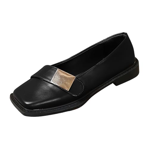 Xbemkste Damen Loafer mit Niedriger Absatz Leder Mokassins Slippers Elegant Business-Schuhe Bequeme Halbschuhe Leichte Walkingschuhe Schlupfschuhe Slip On Damenschuhe für Büro,Alltag (37.5) von Xbemkste