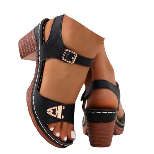 Xbemkste Sandalen mit Keilabsatz Damen Plateau Sandalen High Heels Sandaletten mit Glitzer Strass-Schmetterling Elegante Sommersandalen für Party Hochzeit (39) von Xbemkste