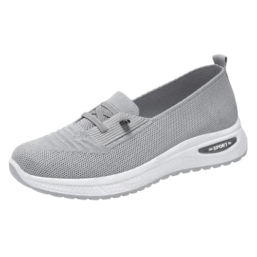 Xbemkste Damen Schuhe, Oberbekleidung, Sportschuhe, modisches Mesh, leicht, atmungsaktiv, weiche Sohle, Flache Öffnung Ballerina Sommerschuhe Damen Schlupfschuhe (Grey, 40) von Xbemkste