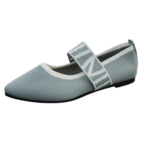 Xbemkste Damen Schuhe, hohl, atmungsaktiv, Farbblockierung, spitzer, Netzstoff, Flacher Mund, Boden, lässig, bequem, große Größe, Einzelschuhe, Freizeitschuhe (Grey, 38) von Xbemkste