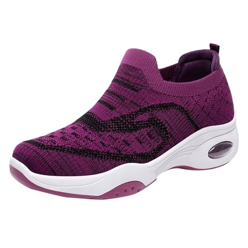 Xbemkste Damen Schuhe Herren, zum Reinschlüpfen, atmungsaktiv, Dicke Sohle, 4 Farben Halbschuhe Damen elegant (Purple, 38.5) von Xbemkste