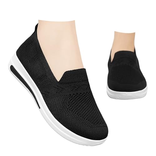 Xbemkste Damen Slip On Freizeitschuhe Atmungsaktives Mesh Schlupfschuhe Bequeme Sneaker Leicht Sportlich Flache Schuhe Walkingschuhe Lässige Damenschuhe (37.5) von Xbemkste