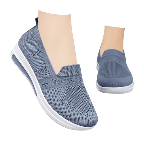 Xbemkste Damen Slip On Freizeitschuhe Atmungsaktives Mesh Schlupfschuhe Bequeme Sneaker Leicht Sportlich Flache Schuhe Walkingschuhe Lässige Damenschuhe (Mint Green, 39) von Xbemkste