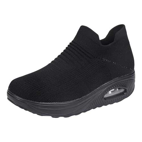Xbemkste Damen Slip On Sneaker Bequeme Weiche Fliegen Weben Turnschuhe mit Luftkissen Atmungsaktive Freizeitschuhe Damen Laufschuhe Sportlich Schlupfschuhe (40) von Xbemkste