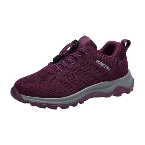 Xbemkste Damen Sportschuhe Atmungsaktive Laufschuhe Turnschuhe Sneaker Bequeme Walkingschuhe Leichte Straßenlaufschuhe Joggingschuhe Freizeit Flach Schuhe Outdoorschuhe (Purple, 38.5) von Xbemkste