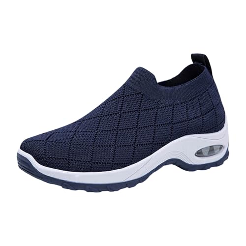 Xbemkste Damen Sportschuhe Slip On Turnschuhe mit Luftpolster Atmungsaktive Mesh Laufschuhe Sneaker Bequeme Walkingschuhe Straßenlaufschuhe Leichte Outdoor Fitness Schuhe (Blue, 37) von Xbemkste