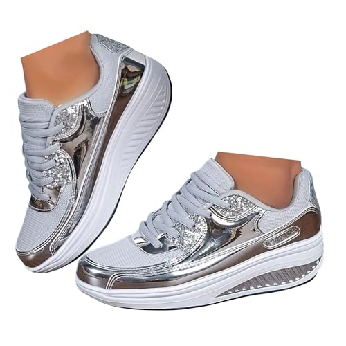 Xbemkste Damen Sportschuhe mit Plateau Atmungsaktive Laufschuhe Turnschuhe Sneaker Freizeit Walkingschuhe Bequeme Straßenlaufschuhe Outdoor Fitness Schuhe Joggingschuhe (40) von Xbemkste
