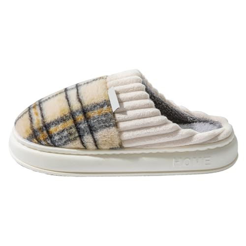 Xbemkste Damen Warme Hausschuhe Memory Foam Geschlossen Slipper Winter Faux Pelz Slippers Flache Plüsch Pantoffeln Flauschige Weiche Rutschfeste Hauspantoffeln (Grey, 39) von Xbemkste