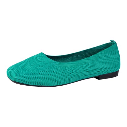 Xbemkste Flache Schuhe für Damen, zum Reinschlüpfen, Bequeme Ballerinas, süße Ballettschuhe tragbar, niedriger Keilabsatz (Green, 40) von Xbemkste