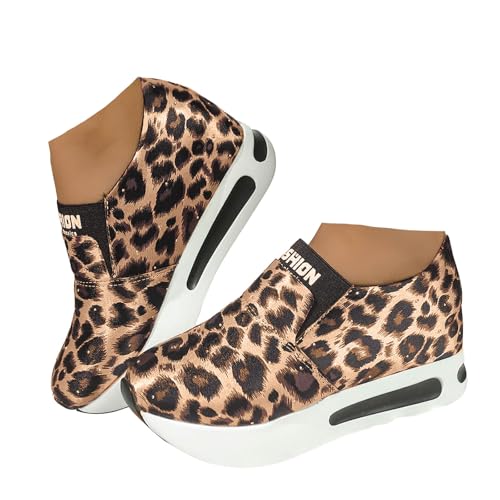 Xbemkste Freizeitschuhe Damen Loafer mit Plateau Slip On Flache Schuhe Damen Slippers Bequeme Schlupfschuhe rutschfeste Walkingschuhe Komfort Damenschuhe (Brown, 37.5) von Xbemkste