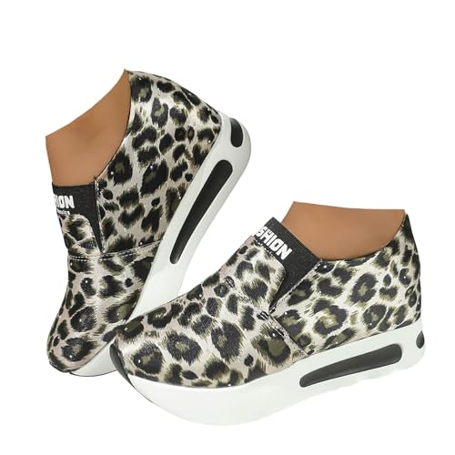 Xbemkste Freizeitschuhe Damen Loafer mit Plateau Slip On Flache Schuhe Damen Slippers Bequeme Schlupfschuhe rutschfeste Walkingschuhe Komfort Damenschuhe (Green, 38.5) von Xbemkste