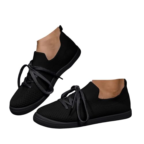 Xbemkste Freizeitschuhe Damen Schuhe Flache Leichte Atmungsaktive Sneaker Bequeme Walkingschuhe Lässige Sommerschuhe Schnürschuhe Schicke Damenschuhe (40.5) von Xbemkste