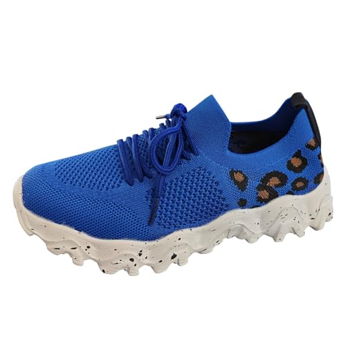 Xbemkste Freizeitschuhe Damen Sneaker Atmungsaktive Mesh Laufschuhe Bequem Sportschuhe Frauen Schnürschuhe Leicht Sportlich Flache Schuhe Walkingschuhe (Blue, 40.5) von Xbemkste