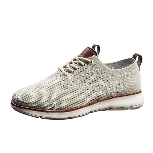 Xbemkste Freizeitschuhe Herren Schuhe Fliegen Weben Mesh Männer Trendy Stoffschuhe Atmungsaktive Sommerschuhe Sneaker Herren Sportschuhe (Beige, 39) von Xbemkste