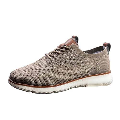 Xbemkste Freizeitschuhe Herren Schuhe Fliegen Weben Mesh Männer Trendy Stoffschuhe Atmungsaktive Sommerschuhe Sneaker Herren Sportschuhe (Brown, 46) von Xbemkste
