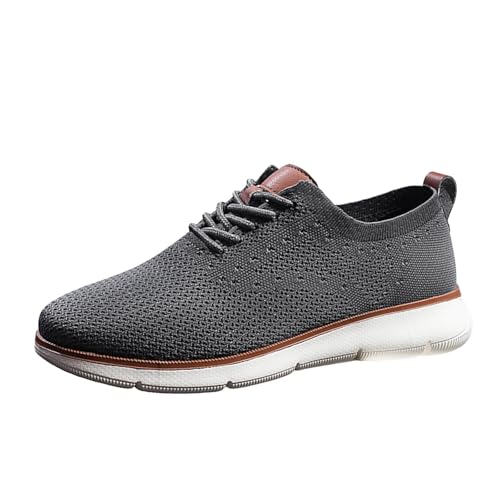 Xbemkste Freizeitschuhe Herren Schuhe Fliegen Weben Mesh Männer Trendy Stoffschuhe Atmungsaktive Sommerschuhe Sneaker Herren Sportschuhe (Dark Gray, 40) von Xbemkste