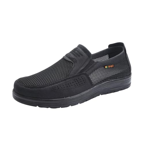 Xbemkste Freizeitschuhe Herren Slip On Herrenschuhe Atmungsaktive Mesh Schuhe Casual Blaue Sneaker leichte Sommerschuhe Herren Schlupfschuhe (45) von Xbemkste