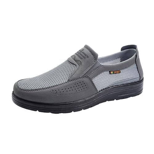 Xbemkste Freizeitschuhe Herren Slip On Herrenschuhe Atmungsaktive Mesh Schuhe Casual Blaue Sneaker leichte Sommerschuhe Herren Schlupfschuhe (Grey, 39) von Xbemkste