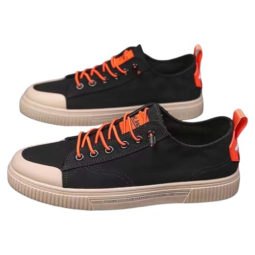 Xbemkste Freizeitschuhe Herren Sneaker Canvas atmungsaktive Schuhe Herren Leichte Sommerschuhe Schnürschuhe Walkingschuhe (Orange, 39) von Xbemkste