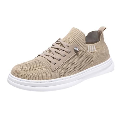 Xbemkste Freizeitschuhe Herren Sneaker Fly Woven Mesh Atmungsaktiv Sommerschuhe Bequeme Slipper Leichte Sportschuhe (Khaki, 42) von Xbemkste