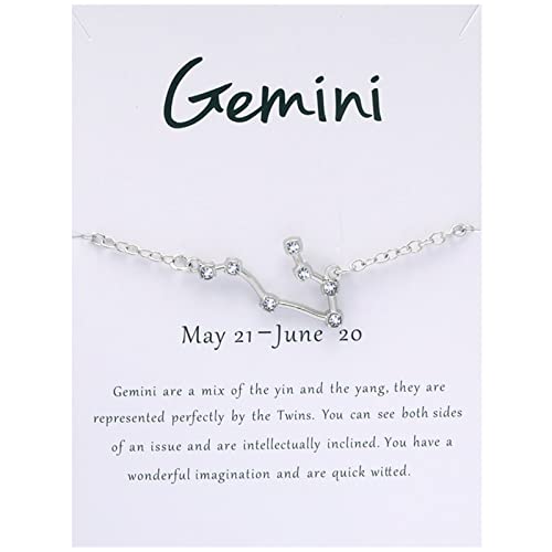 Xbemkste Geschenke für Frauen Damen-Armband 925er Sterlingsilber, Tierkreiszeichen, 12 Sternbilder, mit einer Segenskarte Armband Damen Schmuck (SL3, One Size) von Xbemkste