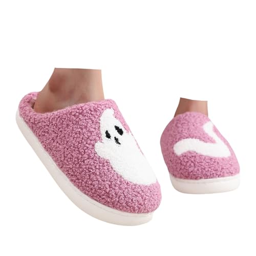 Xbemkste Halloween Hausschuhe Damen Plüsch Funny Print Baumwolle Baumwollruhrschuhe Winter Warme Weicher Pantoffeln Fuzzy Pelz Slipper Gemütliche Memory Foam Haushaltsschuhe (B, 39) von Xbemkste